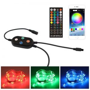 USB 5V Music Sync Bluetooth APP LED Copper String Lights Waterproof Copper Wire Lights Fairy Lights for Christmas Party Wedding with IR remote Control